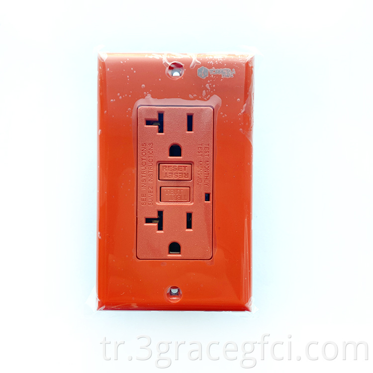 TGM20amp GFCI outlet orange with wall plate